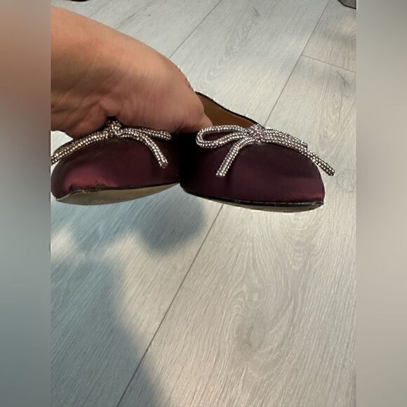 J. Crew Burgundy Flats Pointed Toe Bow Size 7.5 - Picture 4 of 8